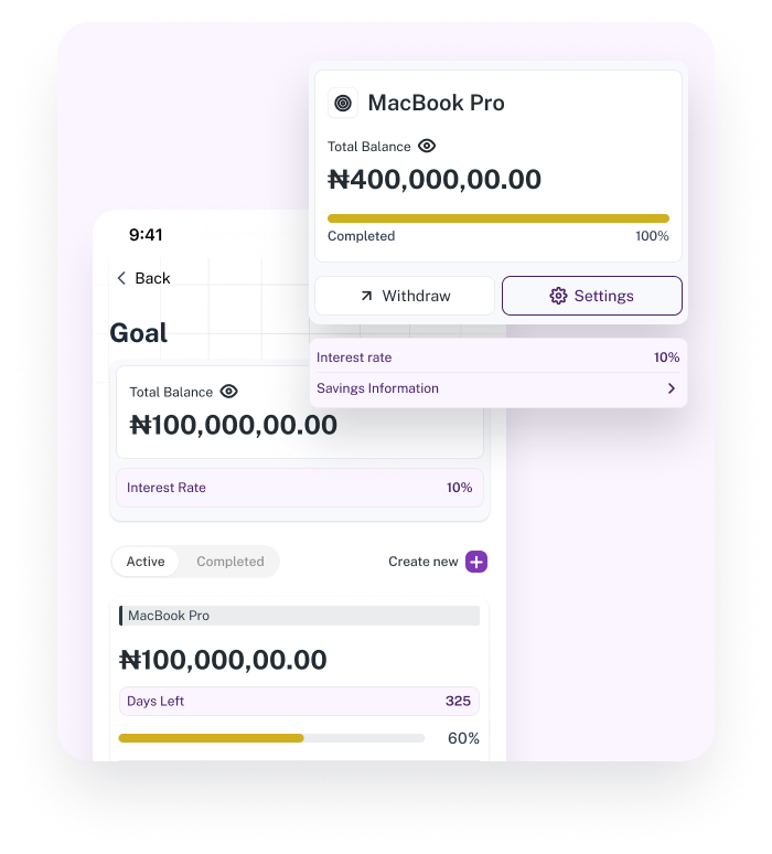 Goal Account screen